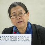 Cecilia Jimenez-Damary, Special Rapporteur on internally displaced persons present his report after missions to Afghanistan, Georgia and Nigeria at a 35th Session of the Human Rights Council. 7 June 2017. UN Photo / Jean-Marc Ferré