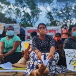 The “Collective of Women Victimised by Microfinance Debts” during their 55-day non-violent protest in Hingurakgoda, Sri Lanka.  Credit:  Ishara Danasekara